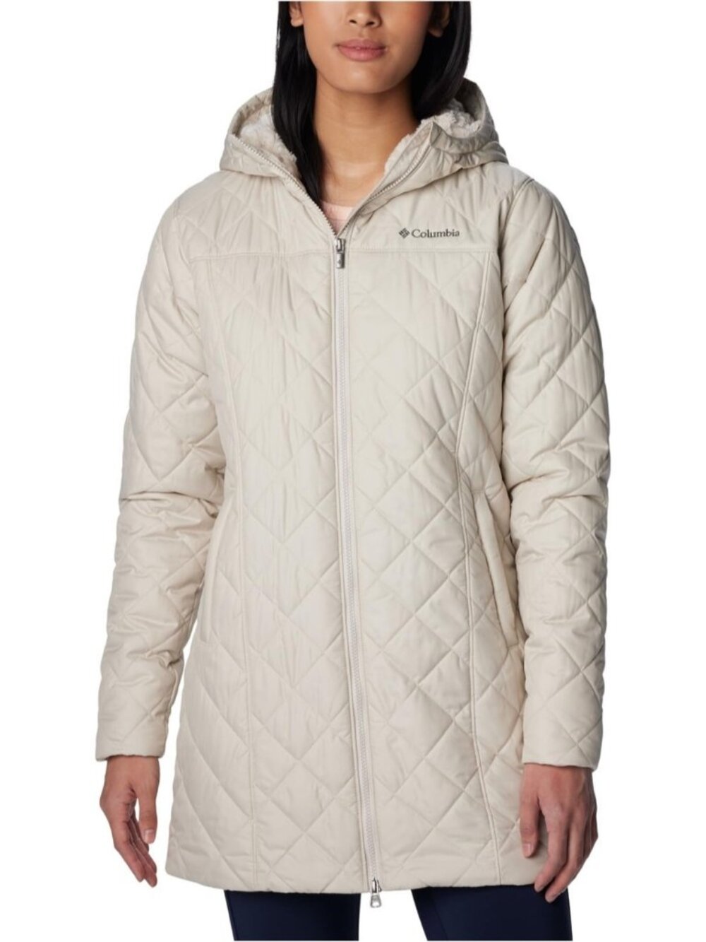 Columbia Women’s Copper Crest Long Off White Jacket Winter Coat zipper Hood 3X